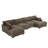 6 - Piece Upholstered Light Brown Faux Rabbit Fur Flannel Reversible Modular Sofa Living Room Sectional Couch with Ottoman-850720730-850720676