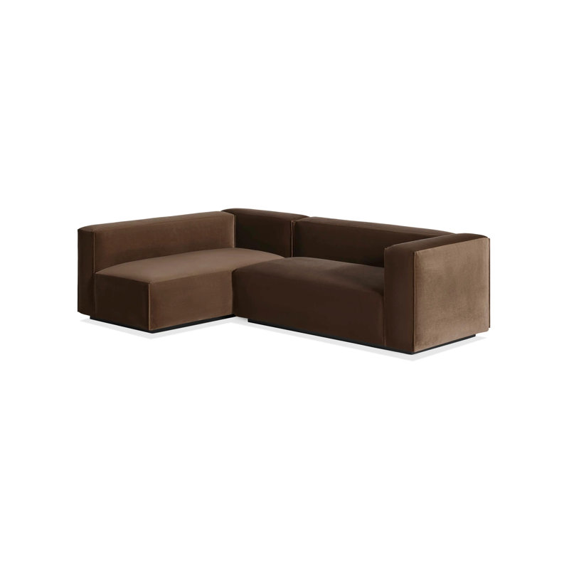 Petit canapé modulaire Cleon, Mélange de polyester café velours, Face à la droite