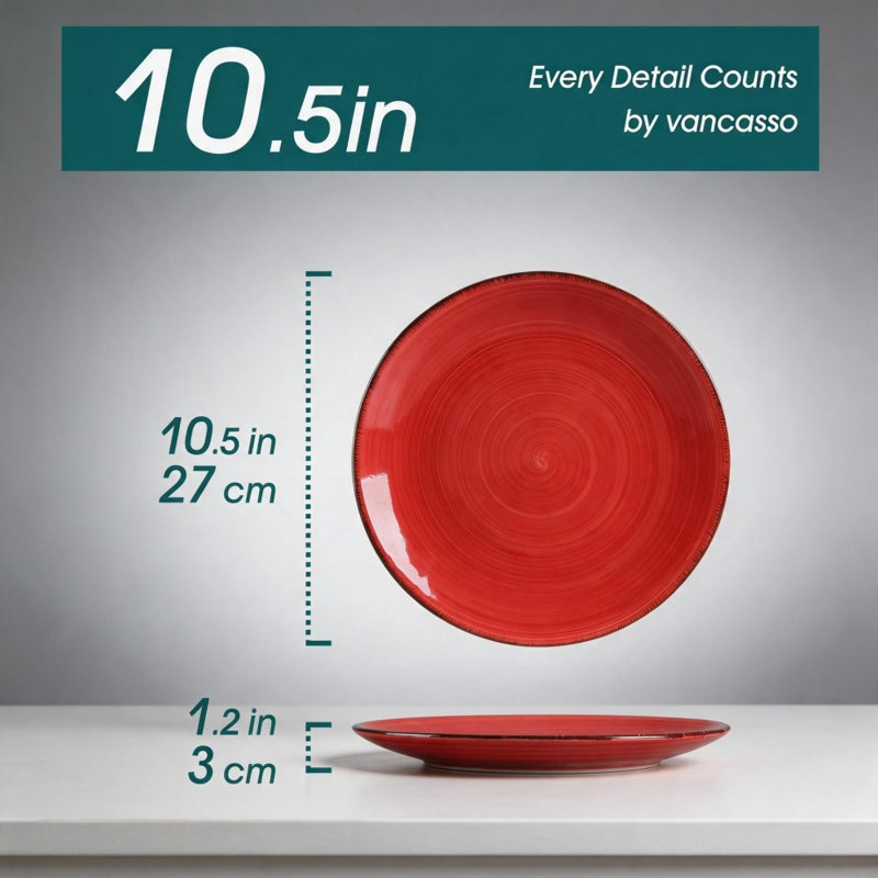 Ensemble de 6 assiettes en céramique 10,5 pouces allant au four à micro-ondes et au lave-vaisselle