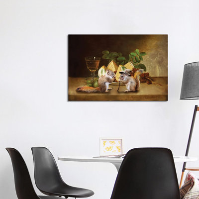 Red Squirrels Still Life by Karen Burke - Wrapped Canvas Print