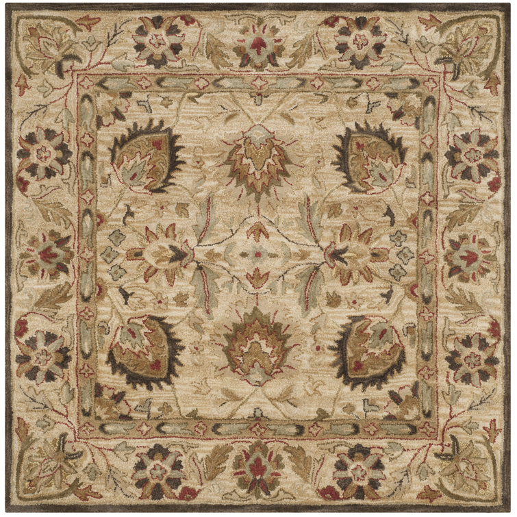 Armintha Oriental Hand-Tufted Wool Beige Area Rug