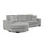 Canapé-lit en L en velours côtelé gris, rembourré avec style, assise et dossier confortables, structure en bois franc robuste, méridienne convertible, repose-pieds en forme d'arc pour canapé modulaire gris doux au toucher, modulaire, haut-764221274