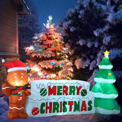 10ft Christmas Inflatable Gingerbread Man & Christmas Tree