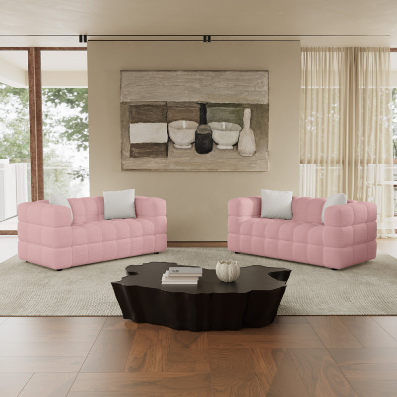 Canapé rembourré 61 po Monica, Rose, H 27 po x l 61 po x P 32 po