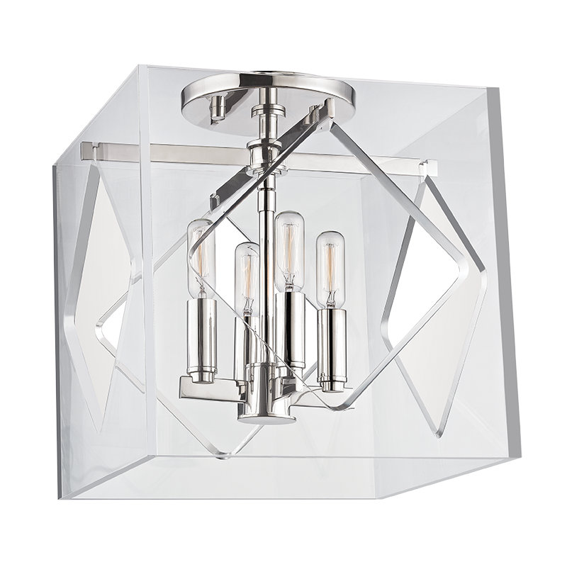 Plafonnier encastré 4 lumières 12 po Travis, Laiton vieilli
