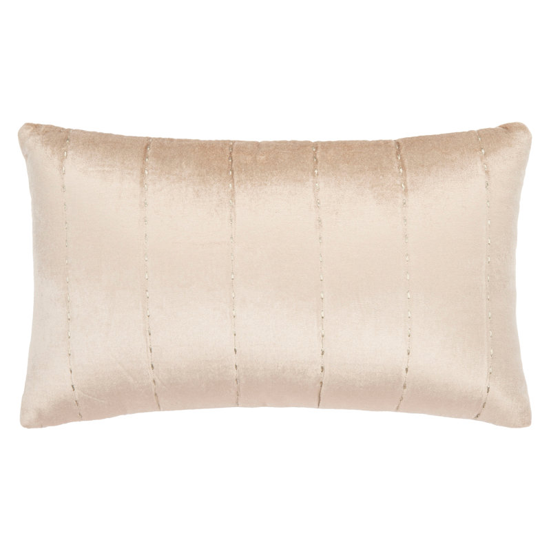 Champagne Embroidered Rectangular Throw Pillow with Zipper