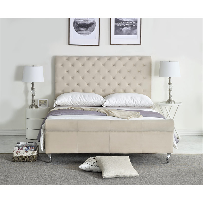 Manaf Upholstered Standard Bed, Ivory, Queen