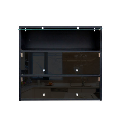 Armoire de rangement à chaussures en verre noir