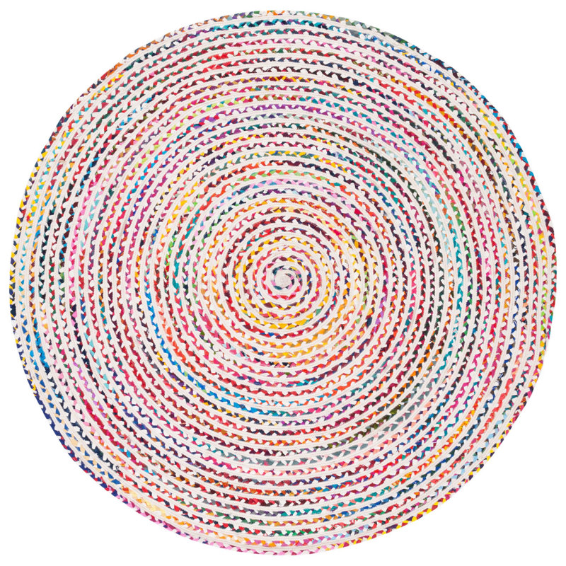 Braided Handmade Cotton Chevron Rug, Round 6' 