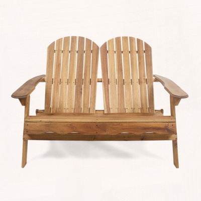 Classic Acacia Wood Adirondack Loveseat