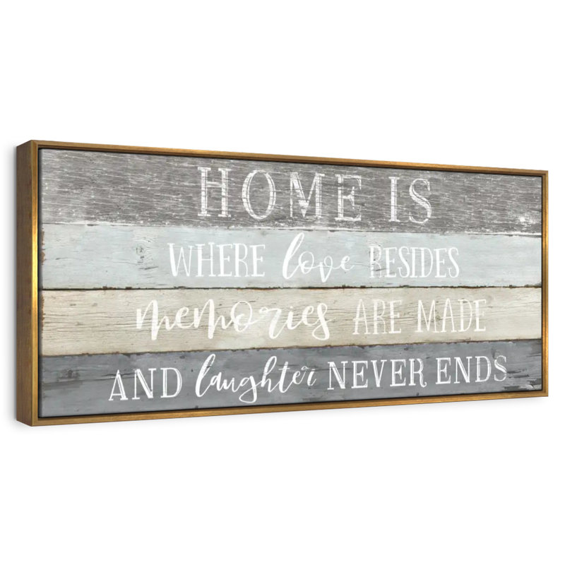 Enseigne murale Home Is Where Love Resides, 46 po x 16 po, Cadre flottant doré