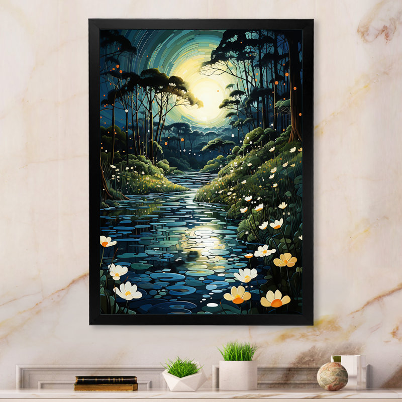 Charme du pointillisme de la rivière Bastin II, Cadre photo noir, H 20 po x l 12 po x P 1 po