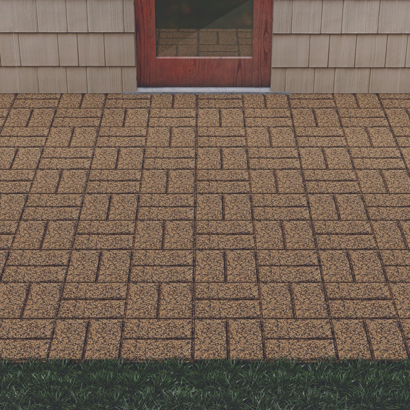 Pavé brique / pierre double face 16 "de sol - mélange (9), Brun clair et noir