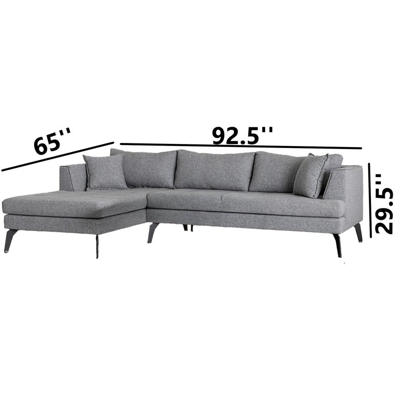 Upholstered L-Shaped Sectional, Left Hand Facing