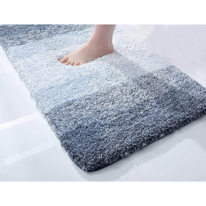 Microfiber Bath Mat, Non-Slipabsorbent Bathroom Mat, Blue, Single - 60cm L x 3cm W