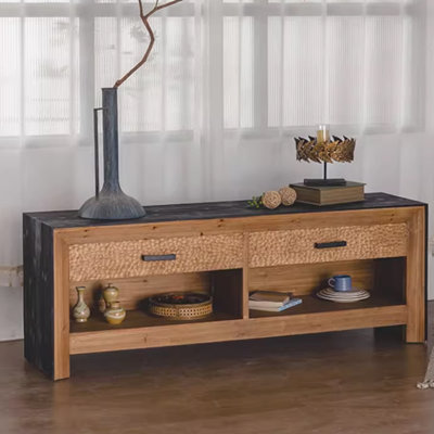 Meuble télé en bois massif Wabi-Sabi