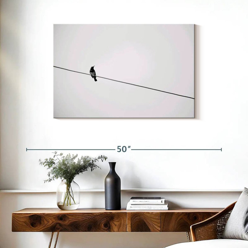 Brampt Simple Bird On Wire, 24" H x 36" W