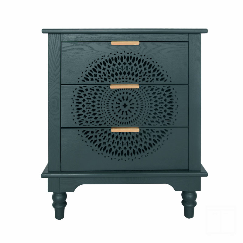 Commode 3 tiroirs avec poignées en métal