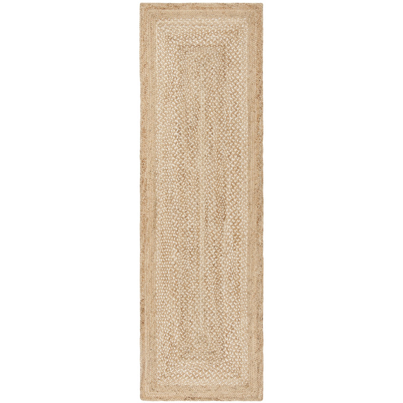 Marie Natural Fiber Hand Woven Jute And Cotton With Latex Solid Color Rug, Runner 2'6" x 8'