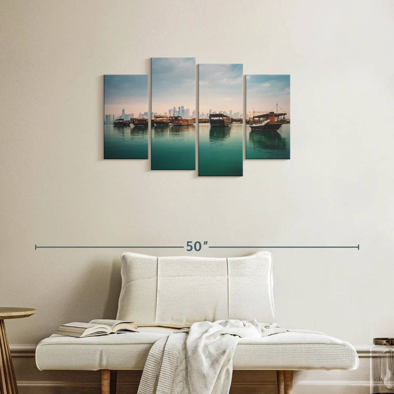 Mehar, corniche de Dhang, bateaux de boutre, H 22 po x l 36 po