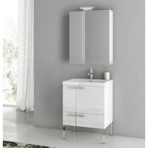 Mid-Century Open Storage Single Bathroom Vanity (24–49) - Acorn