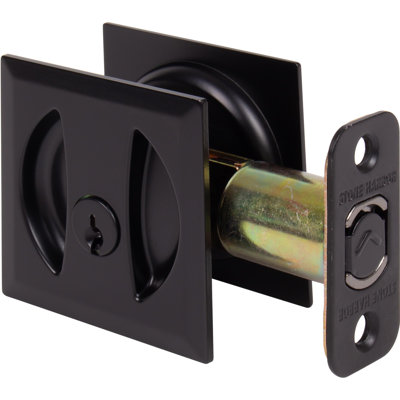 Porte d'entrée contemporaine à serrure carrée avec loquet 2-3 / 8 "- Noir mat