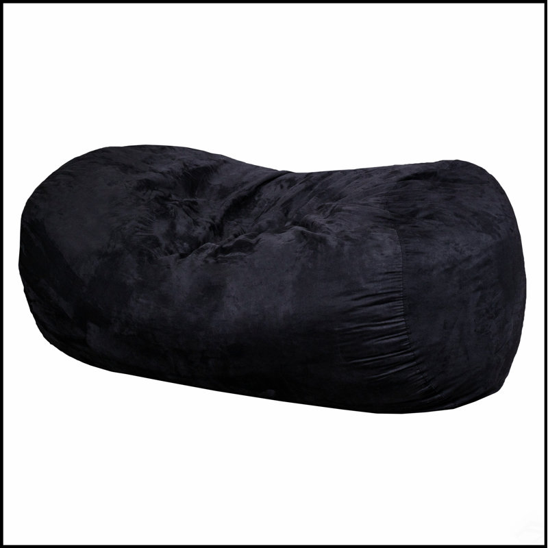 Fauteuil à billes cylindrique en suède de 6,5 pieds Lara, noir - Siège doux, confortable et élégant pour les maisons modernes