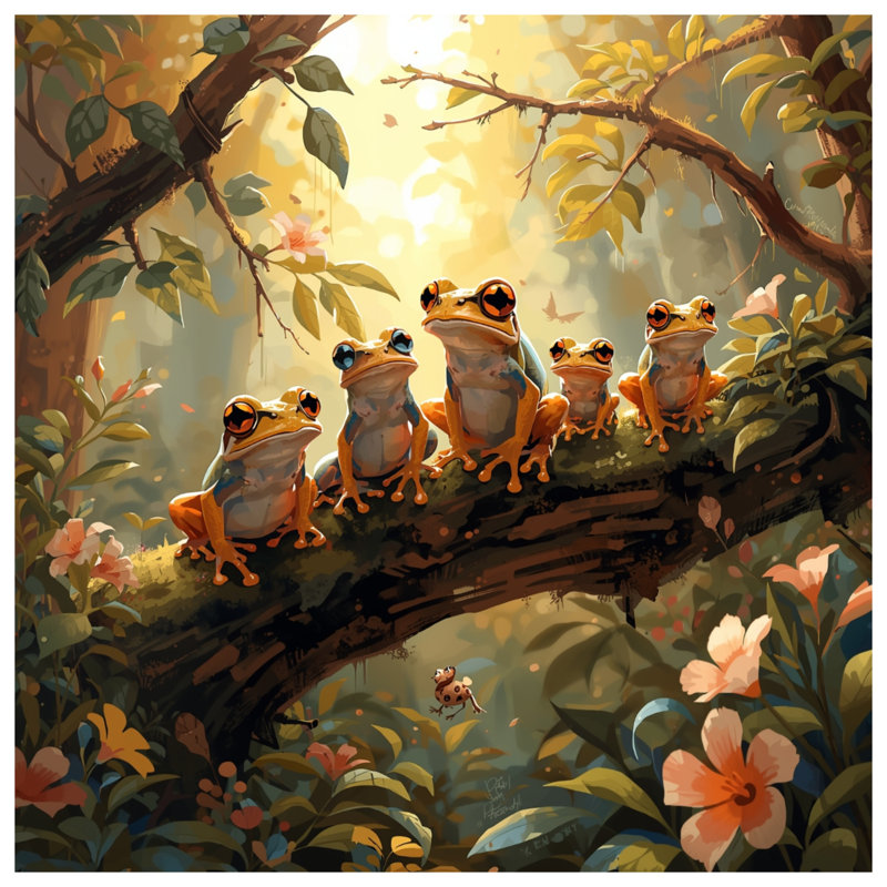 Rideaux de fenêtre Frogs On Tree Branch, 50 po x 92 po - 1 panneau, Transparent