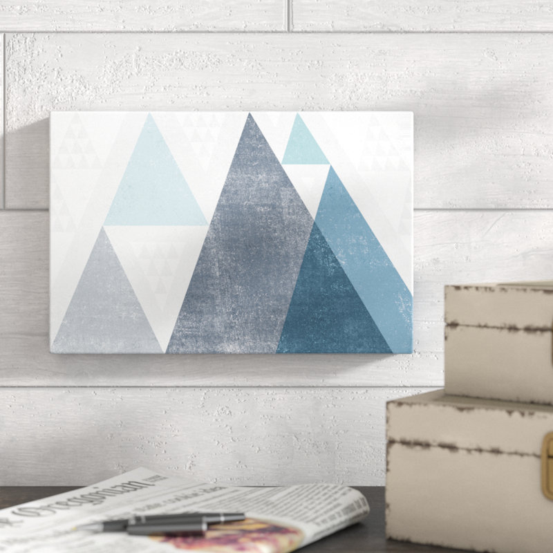 «Mod Triangles I Blue» par Michael Mullan, reproduction sur toile, H 8 po x l 12 po