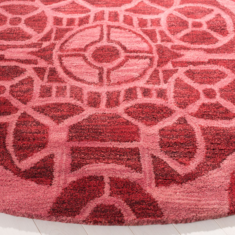 Tapis rouge en laine / viscose touffeté à la main Kouerga, Rectangle 3 pi x 5 pi