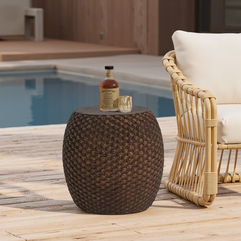 Faux Rattan Side Table for Both Indoor and Outdoor Use