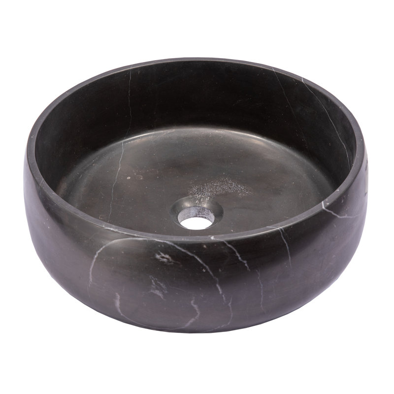 Eden Bath 16'' Natural Stone Circular Bathroom Sink, Black