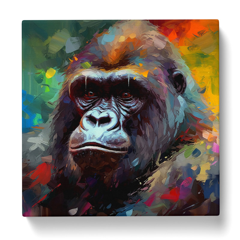 Gorilla Neo-Impressionism No.1 - Wrapped Canvas, 35cm H x 35cm W x 3cm D