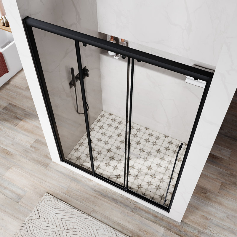 Uks13 56 In. To 60 In. W X 76 In. H Right-Side Opening Semi-Frameless Triple Bypass Sliding Shower Door With 5/16 In. (8Mm) Clear Glass In Chrome