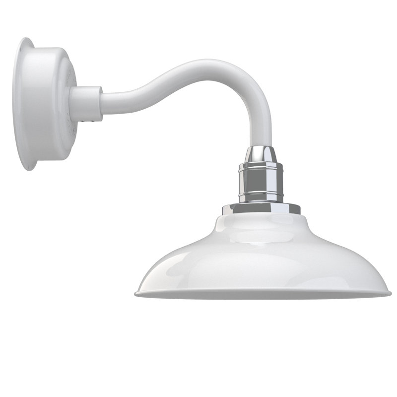 Luminaire de grange à del 1 lumière del Destinee, H 12,63 po x l 12 po x P 26 po, Blanc