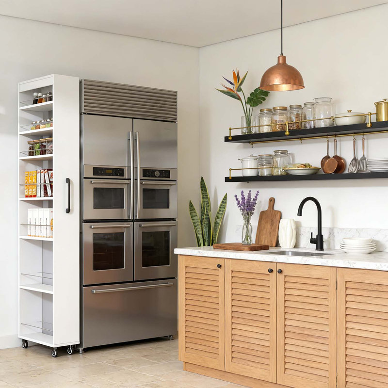 Armoire de rangement coulissante multifonctionnelle, idéale pour la cuisine et le salon