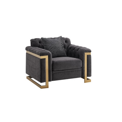 Chaise avec accoudoirs gris Riya