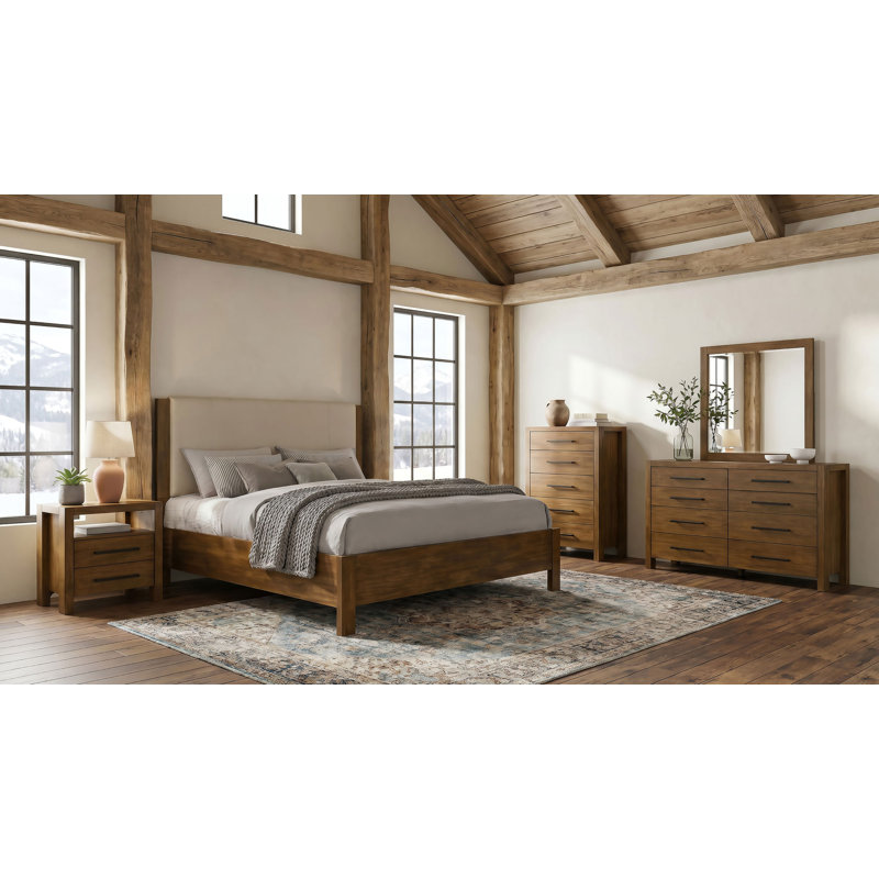 Ensemble de chambre avec très grand lit californien 5 pièces ADderley, Ensemble de cinq pièces : lit, table de chevet, 