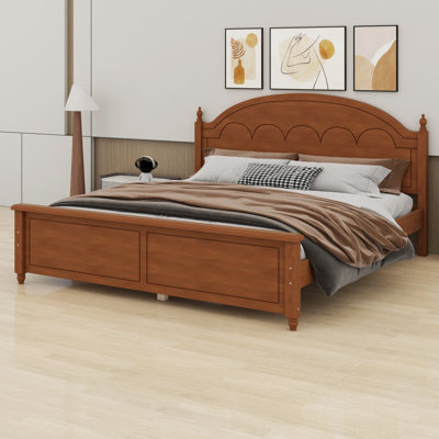 Elegant Arched Headboard Wooden Bed Frame, Timeless Classic Design