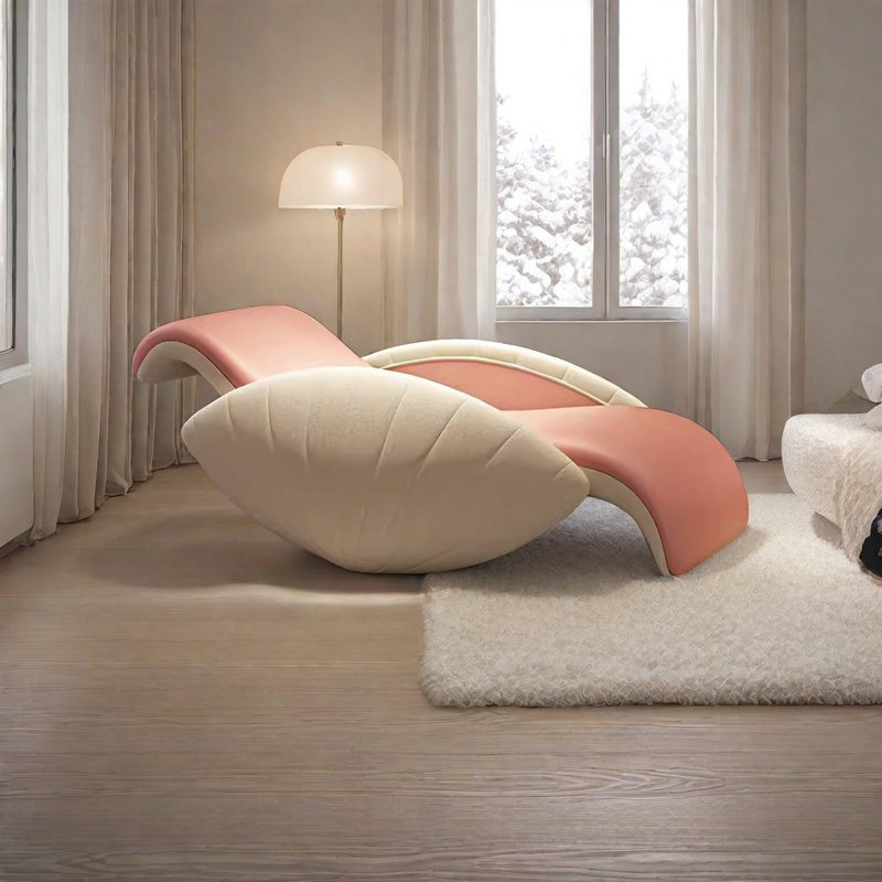 Chaise berçante de luxe Shell, Rose / blanc cassé