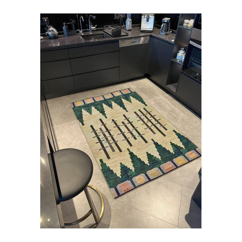 Tapis traditionnel lavable à la machine Cross Diamond, Carré 3 pi 3 po