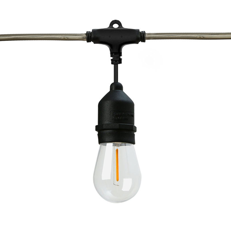24 Ft. Black Filament String Light 12 Bulbs, Connect Up To 6