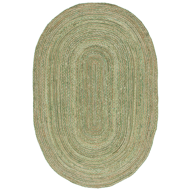 Demartini Handwoven Green Area Rug, Oval 6' x 9'