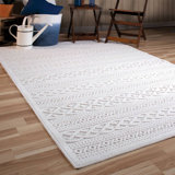 Tapis d'intérieur / extérieur naturel à motif géométrique en relief Borst par Union Rustic
