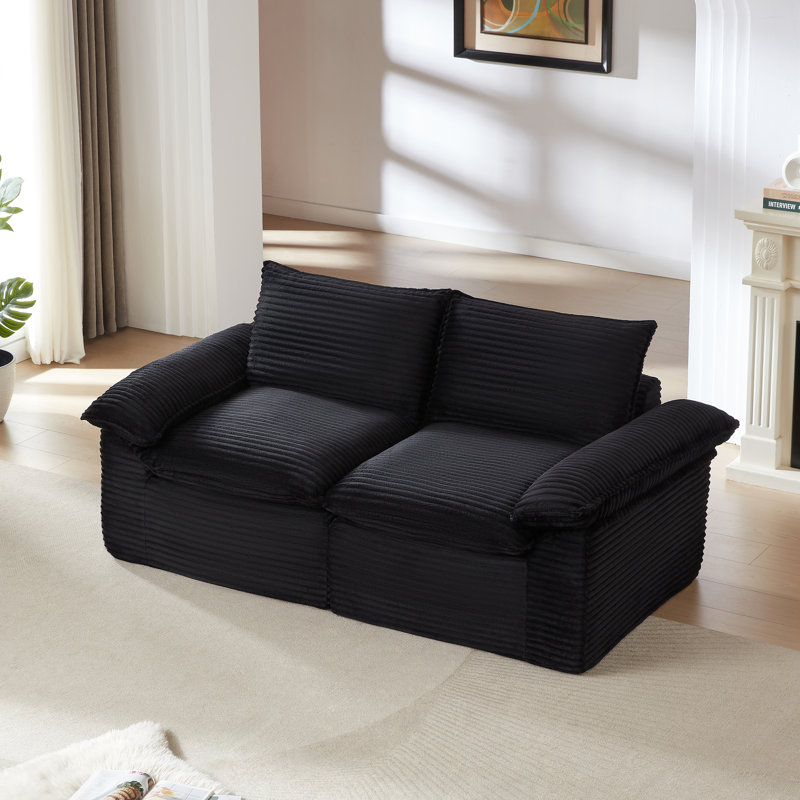 Modern corduroy cloud sofa, Black