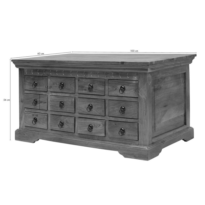 Oxford Solid Wood Block Coffee Table with Storage, 54cm H x 100cm W x 60cm D, Honey