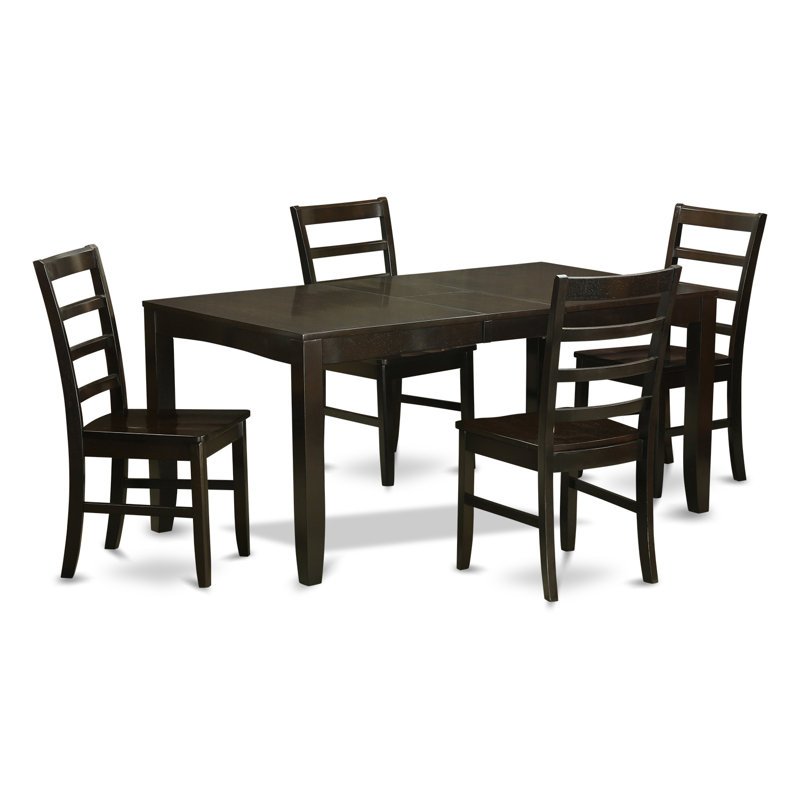 5 Piece Kitchen Table & Chairs Set Includes a Rectangle Dining Table with Butterfly Leaf and 4 Dining Room Chairs, Cappuccino