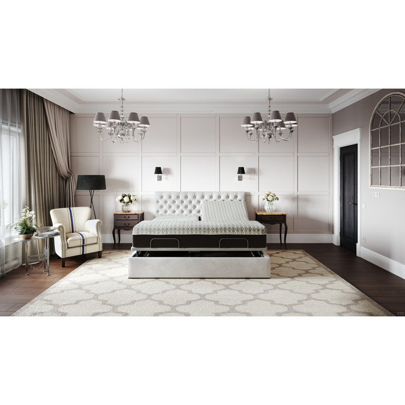 Matelas à dessus divisé 14 po Copper Lux hybride avec couche de confort à mémoire de forme et système de ressorts, Grand lit