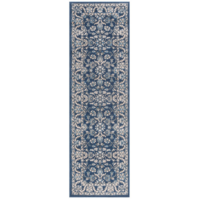 Madison Oriental Dark Blue Area Rug, Runner 2'3" x 7'3"