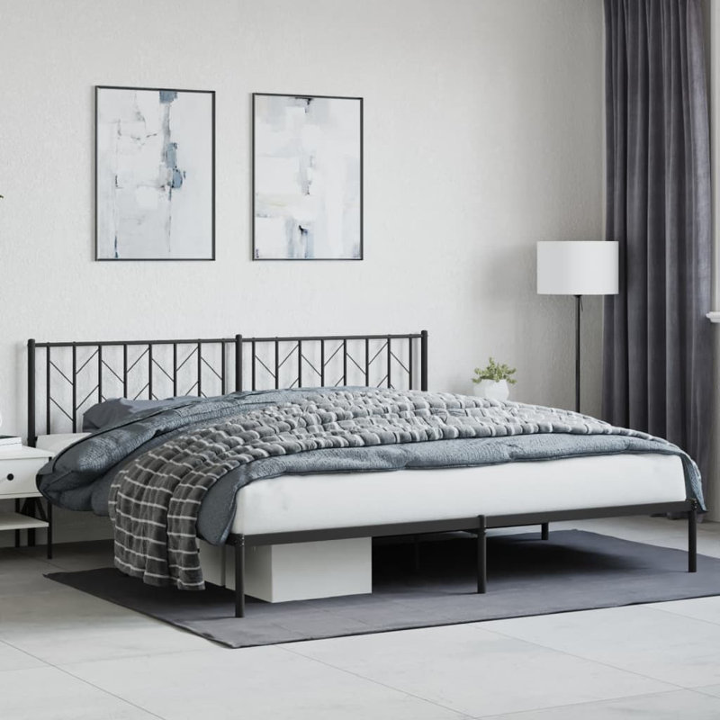 Metal Bed, Black, 183 x 213 cm